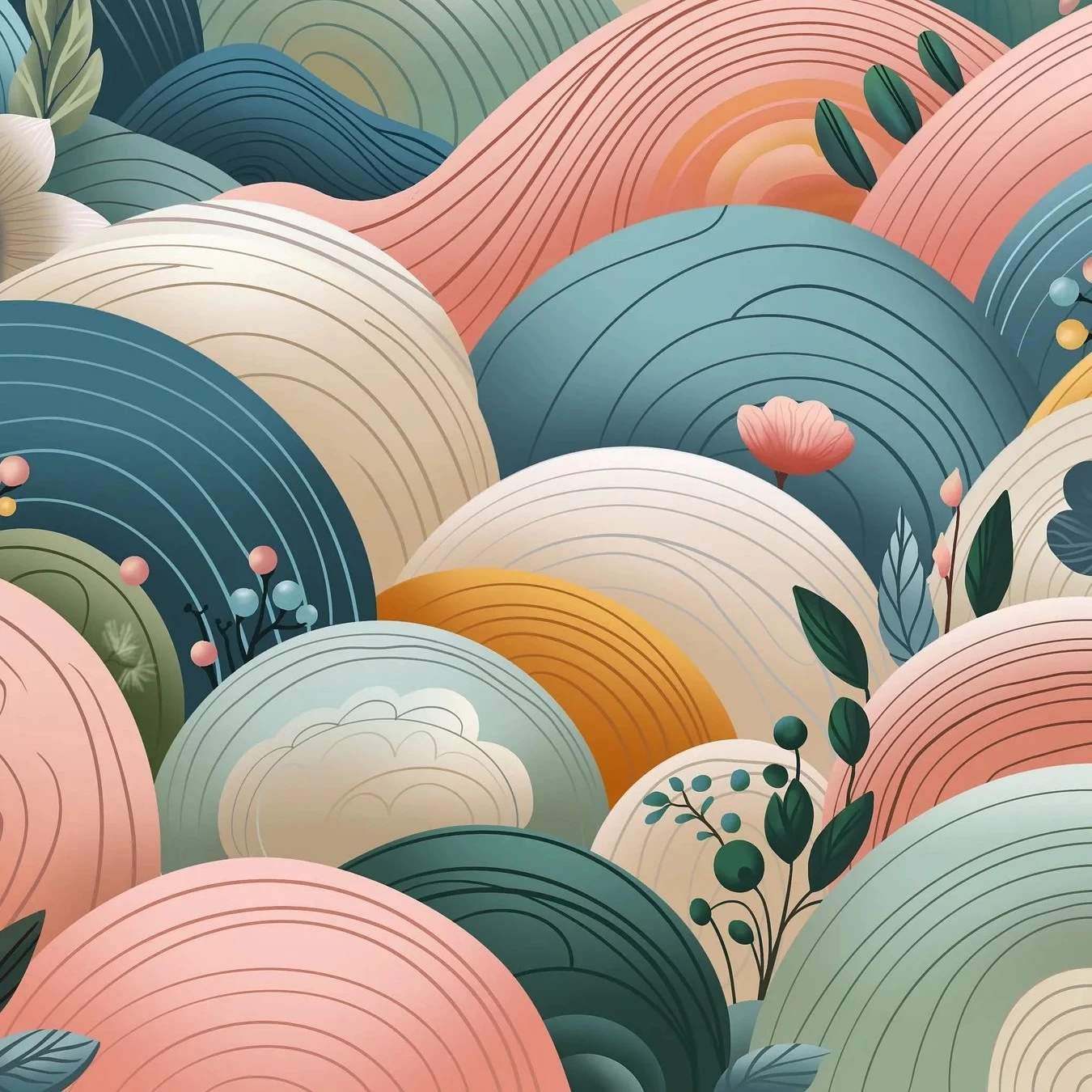 Whimsical Hills And Blossoms Glossy