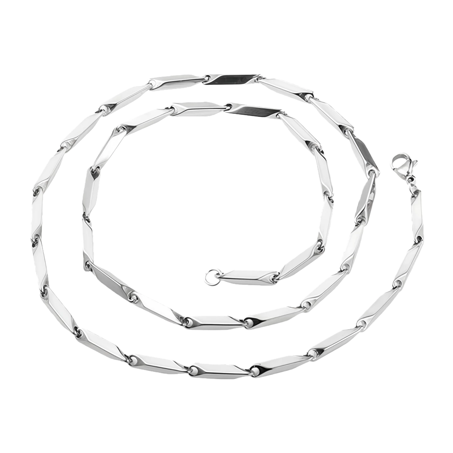 Diamond-shaped bamboo-style necklace steel