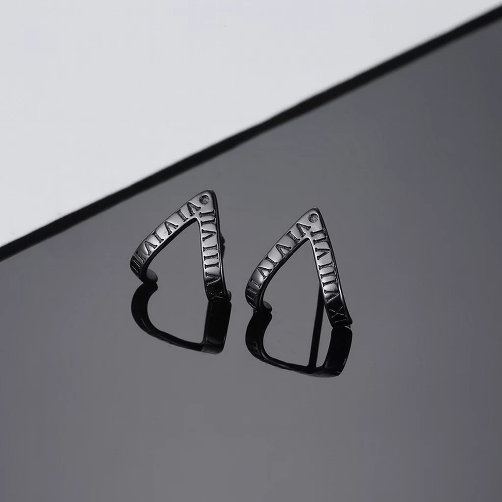 Triangle Hook Roman Numeral Earrings