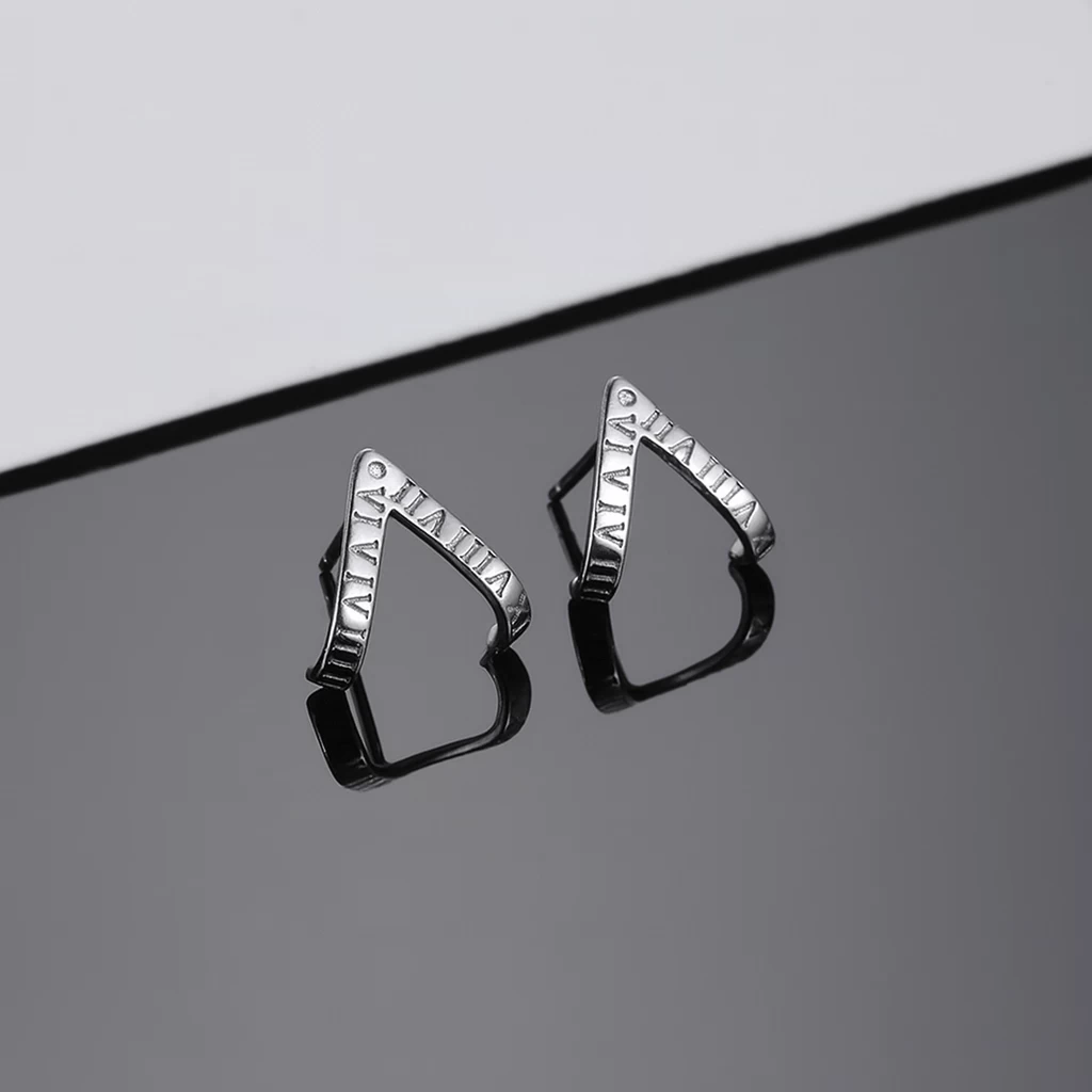 Triangle Hook Roman Numeral Earrings