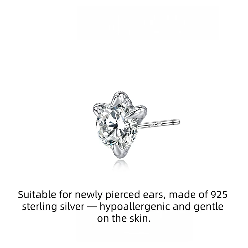 S925 Sterling Silver Dragon Claw Stud Earrings