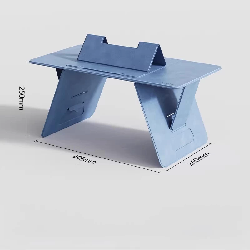 Italian Suede Foldable Portable Table Blue