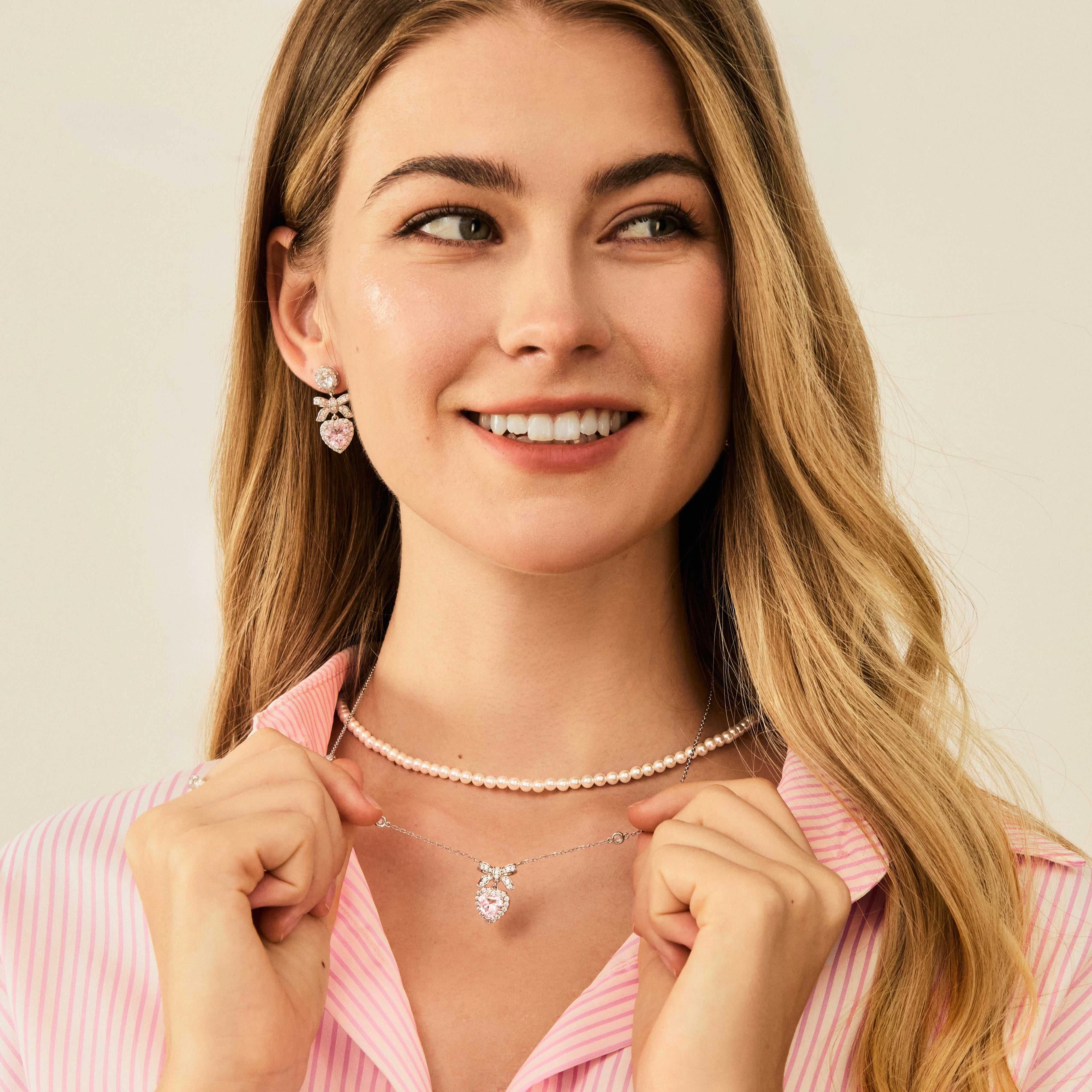 "Heart Kiss" Sugar Bow and Heart Necklace