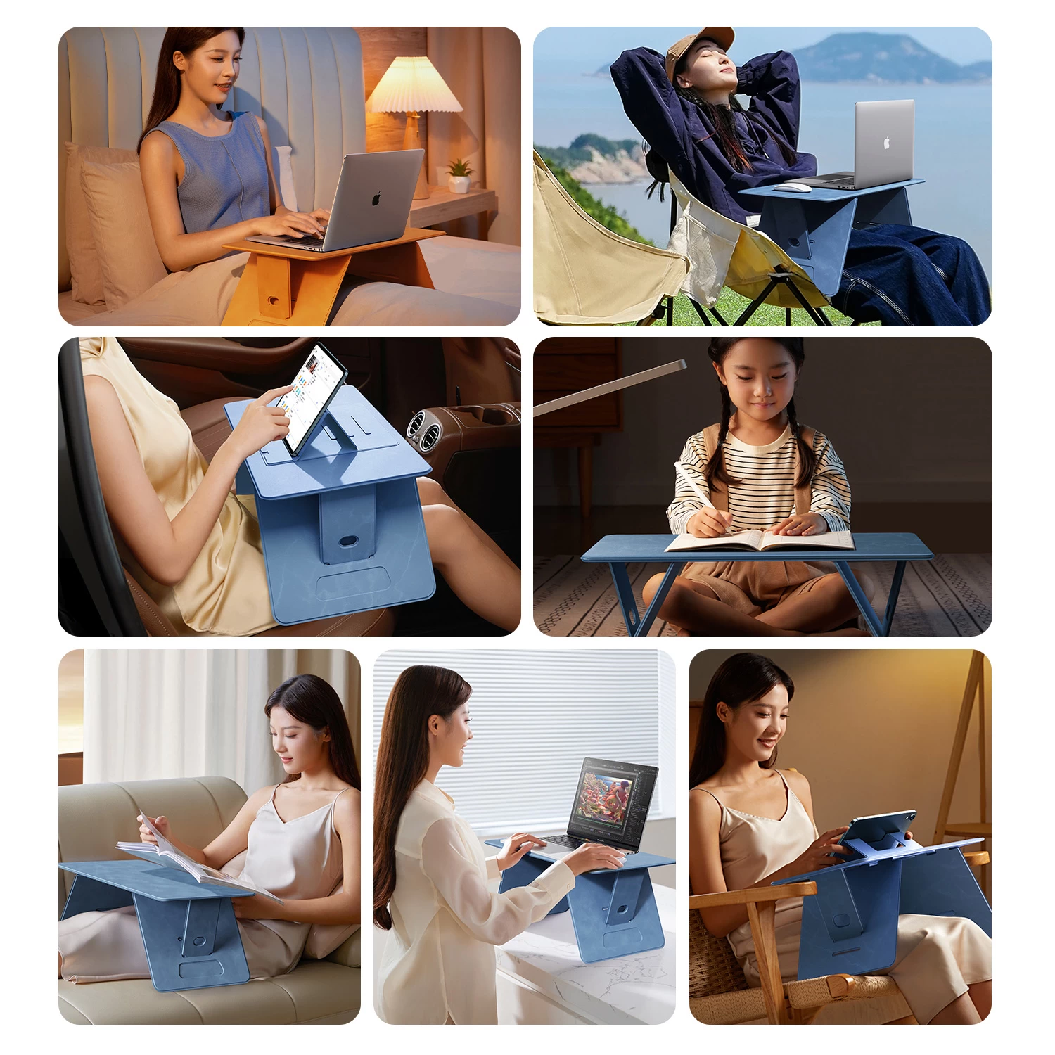 Italian Suede Foldable Portable Table