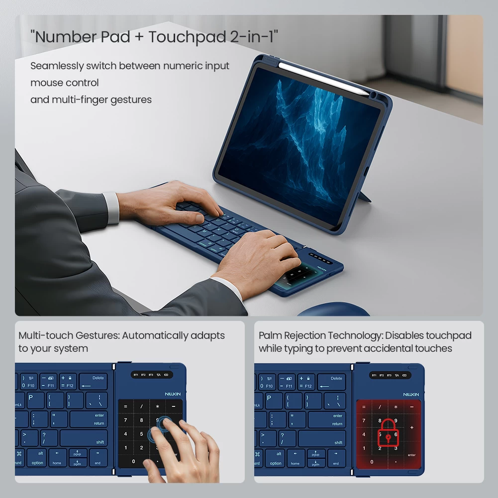 Cube Pocket Foldable Bluetooth Keyboard with Touchpad