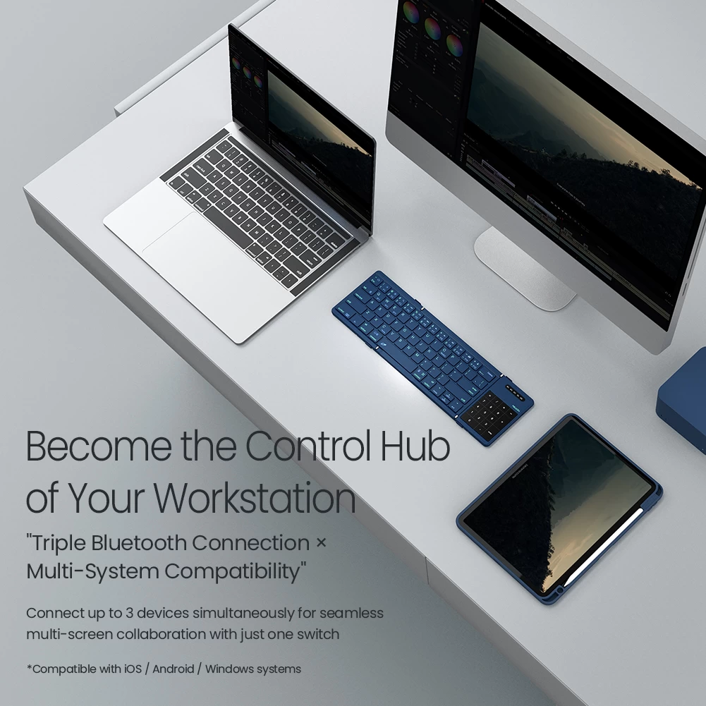 Cube Pocket Foldable Bluetooth Keyboard with Touchpad