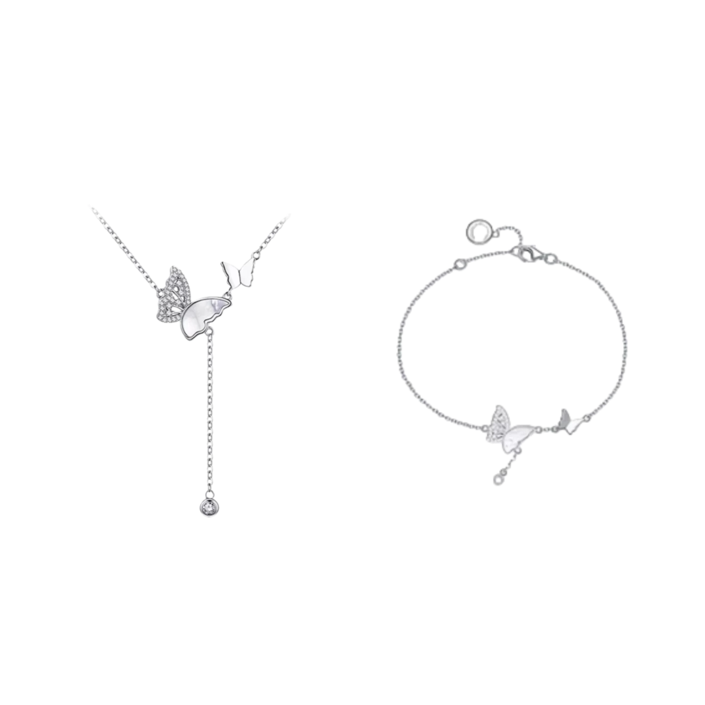 "Lightplay Butterfly" Dangling Necklace Necklace + Bracelet