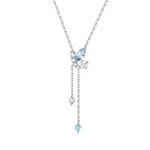 Butterfly Dangling Sterling Silver Necklace Blue