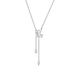 Butterfly Dangling Sterling Silver Necklace White