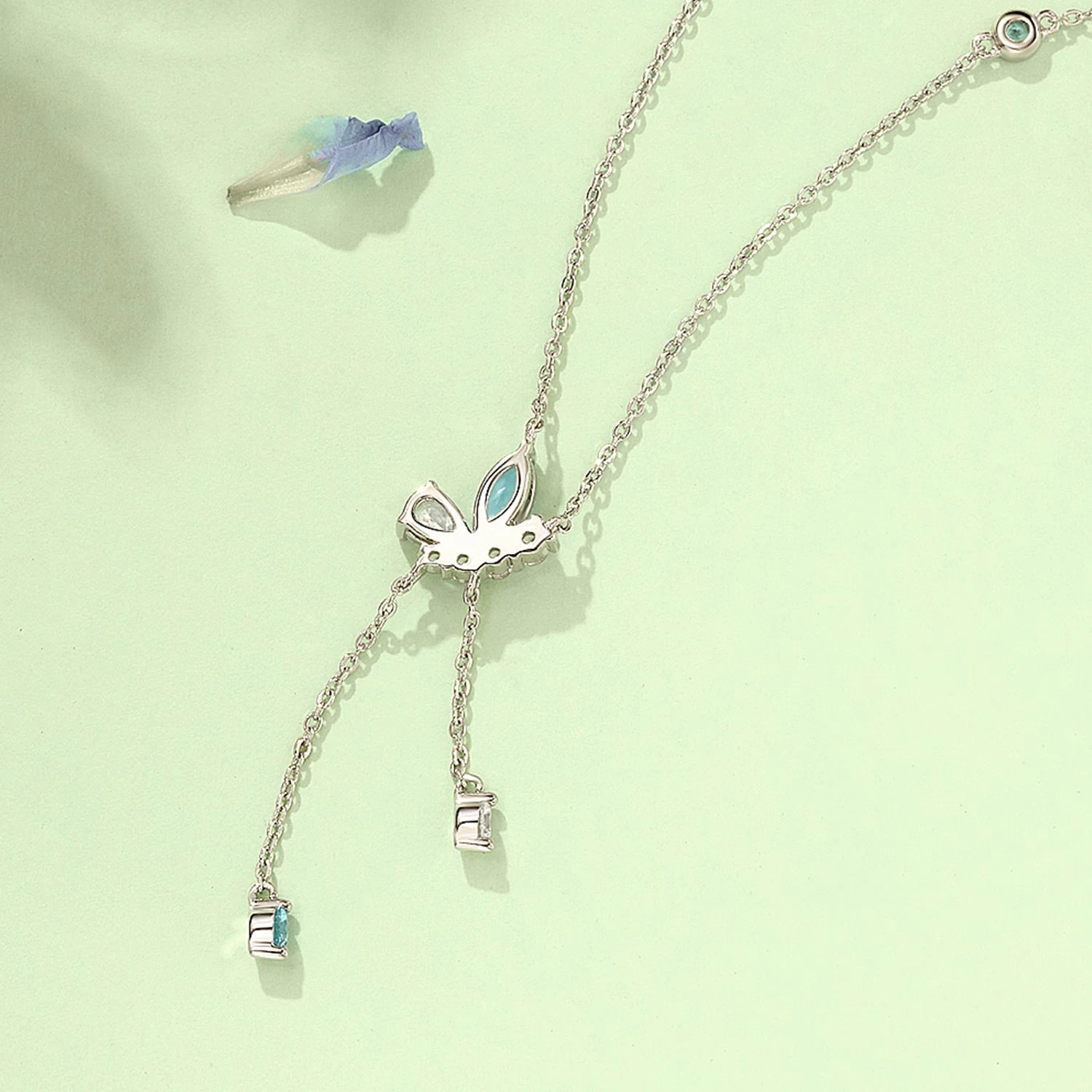 Butterfly Dangling Sterling Silver Necklace