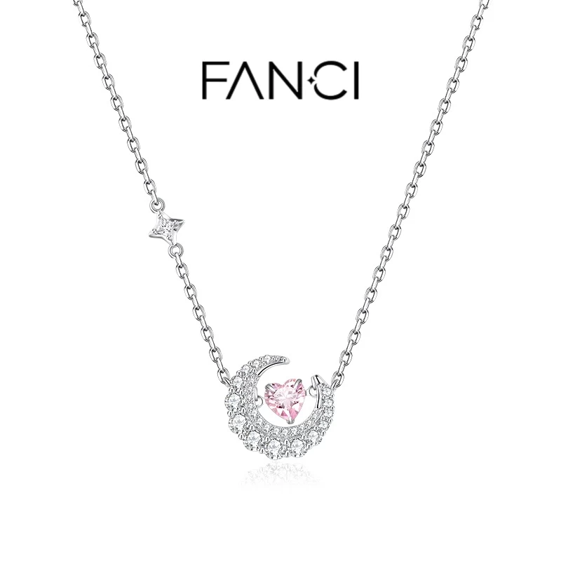 Crescent Moon Star Sterling Silver Necklace Dynamic Style