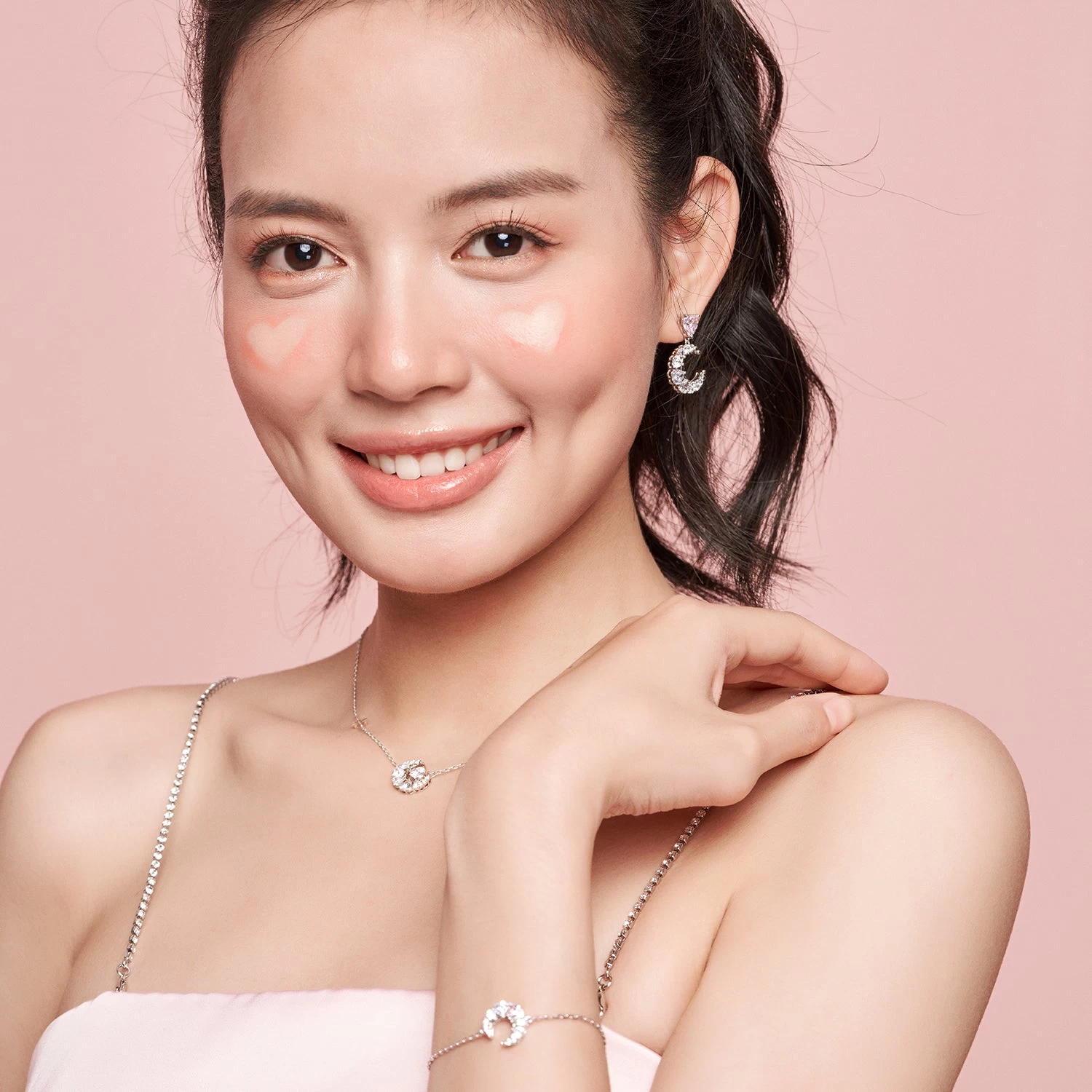 Crescent Moon Star Sterling Silver Necklace