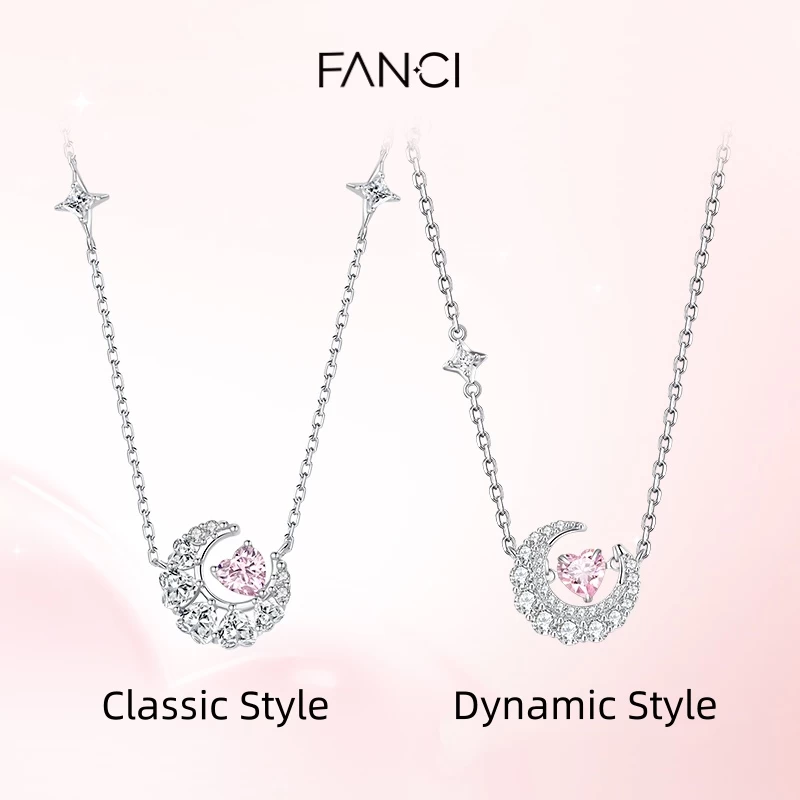 Crescent Moon Star Sterling Silver Necklace