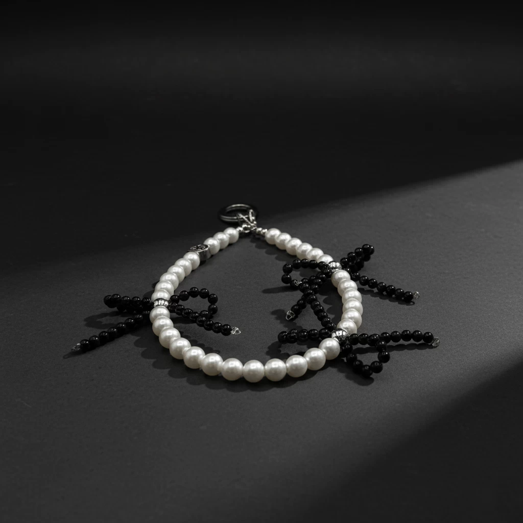 Black Bow Pearl Charm