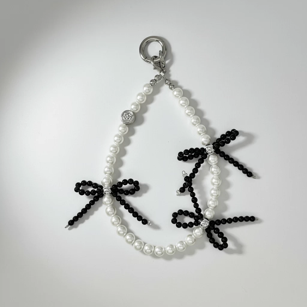 Black Bow Pearl Charm