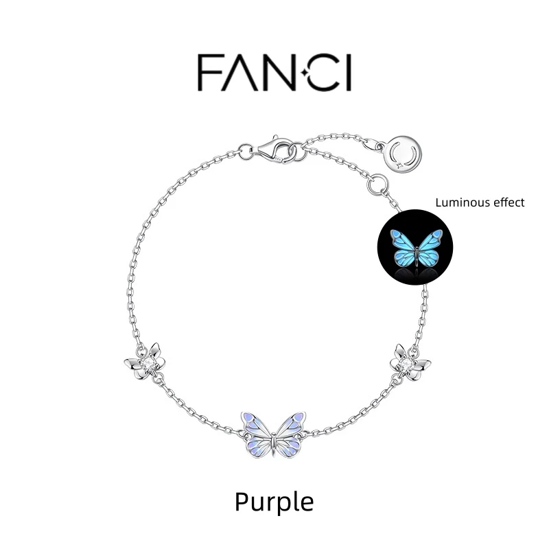 "Starlight Butterfly" Luminous Enamel Bracelet Purple