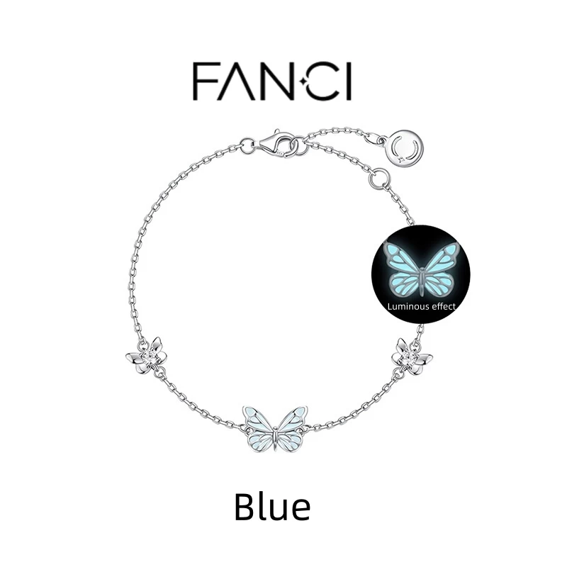 "Starlight Butterfly" Luminous Enamel Bracelet Blue