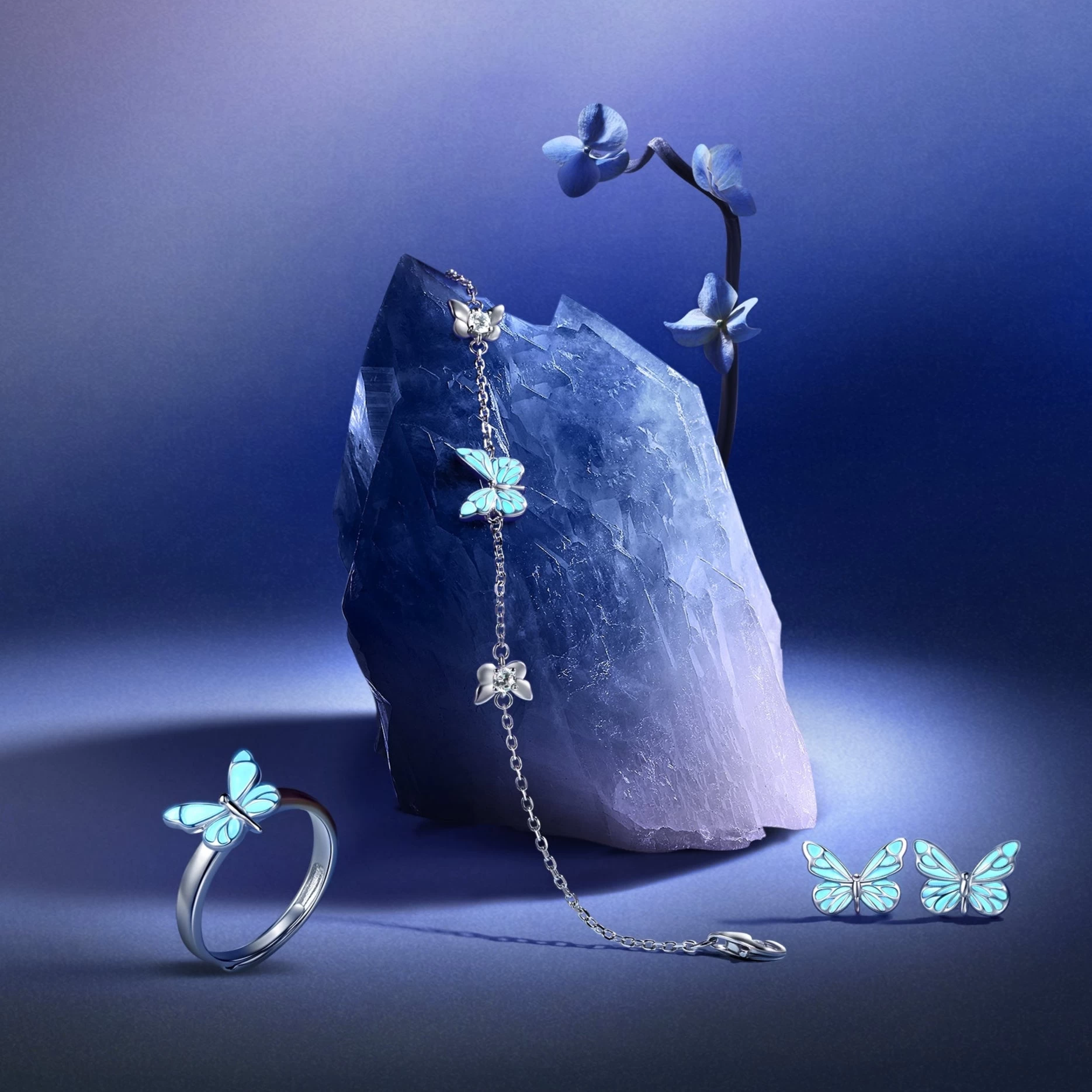 "Starlight Butterfly" Luminous Enamel Bracelet