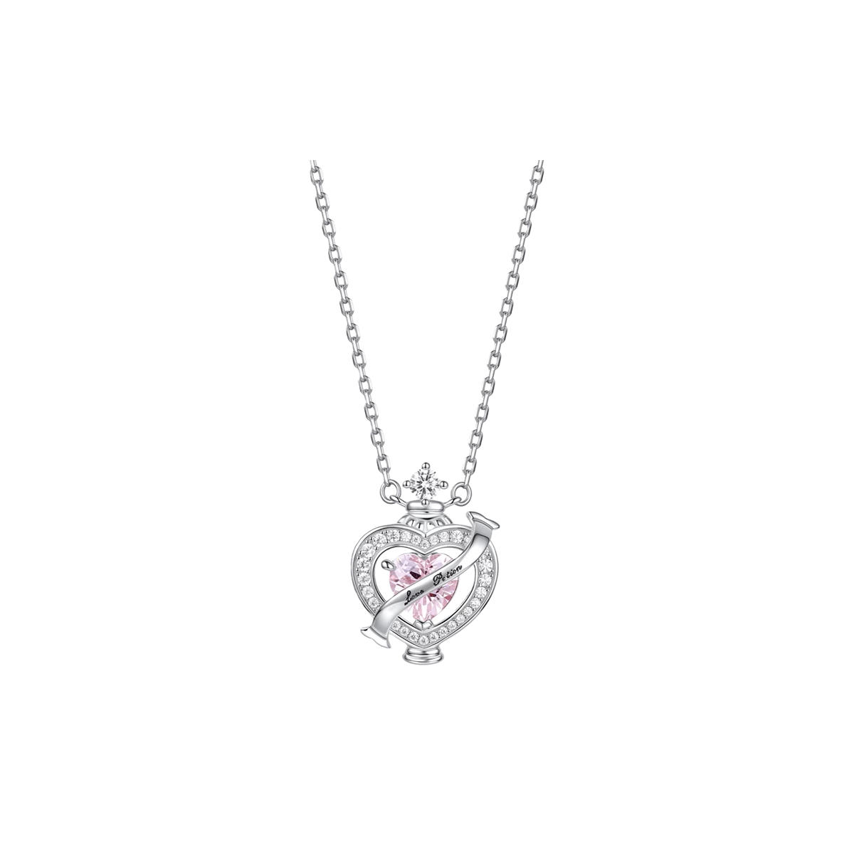 Love Potion Silver Necklace Pink
