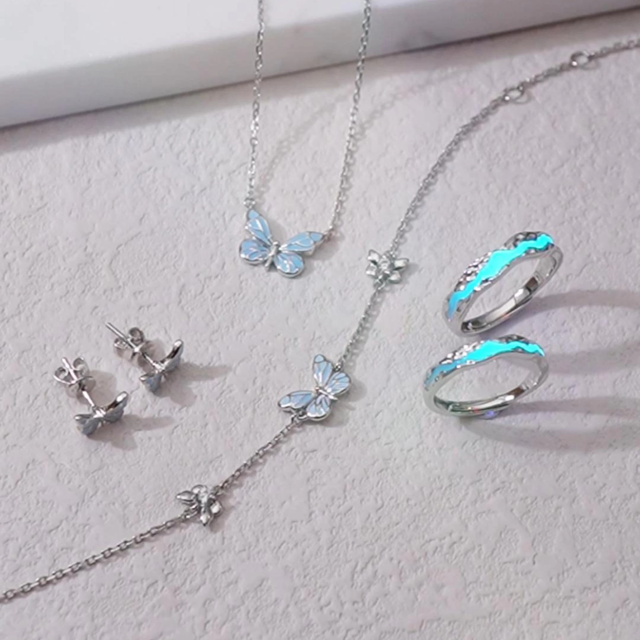 "Starlight Butterfly" Luminous Enamel Earrings