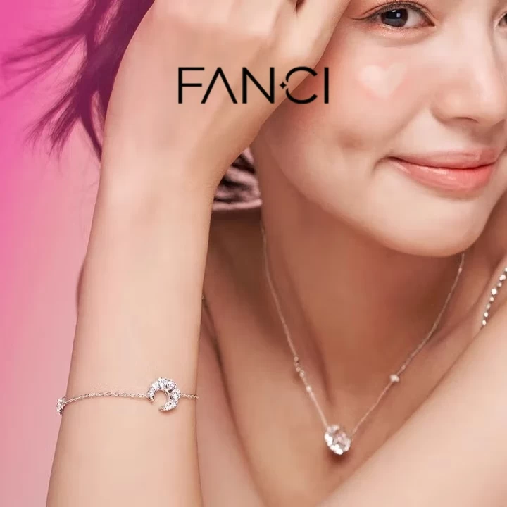 "Pink Dream" Crescent Moon Star Strand Bracelet