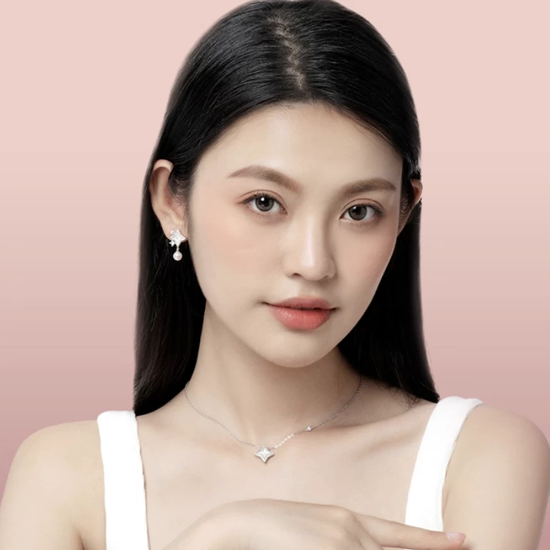 "Starlit Melody" Sterling Silver Pearl Drop Earrings