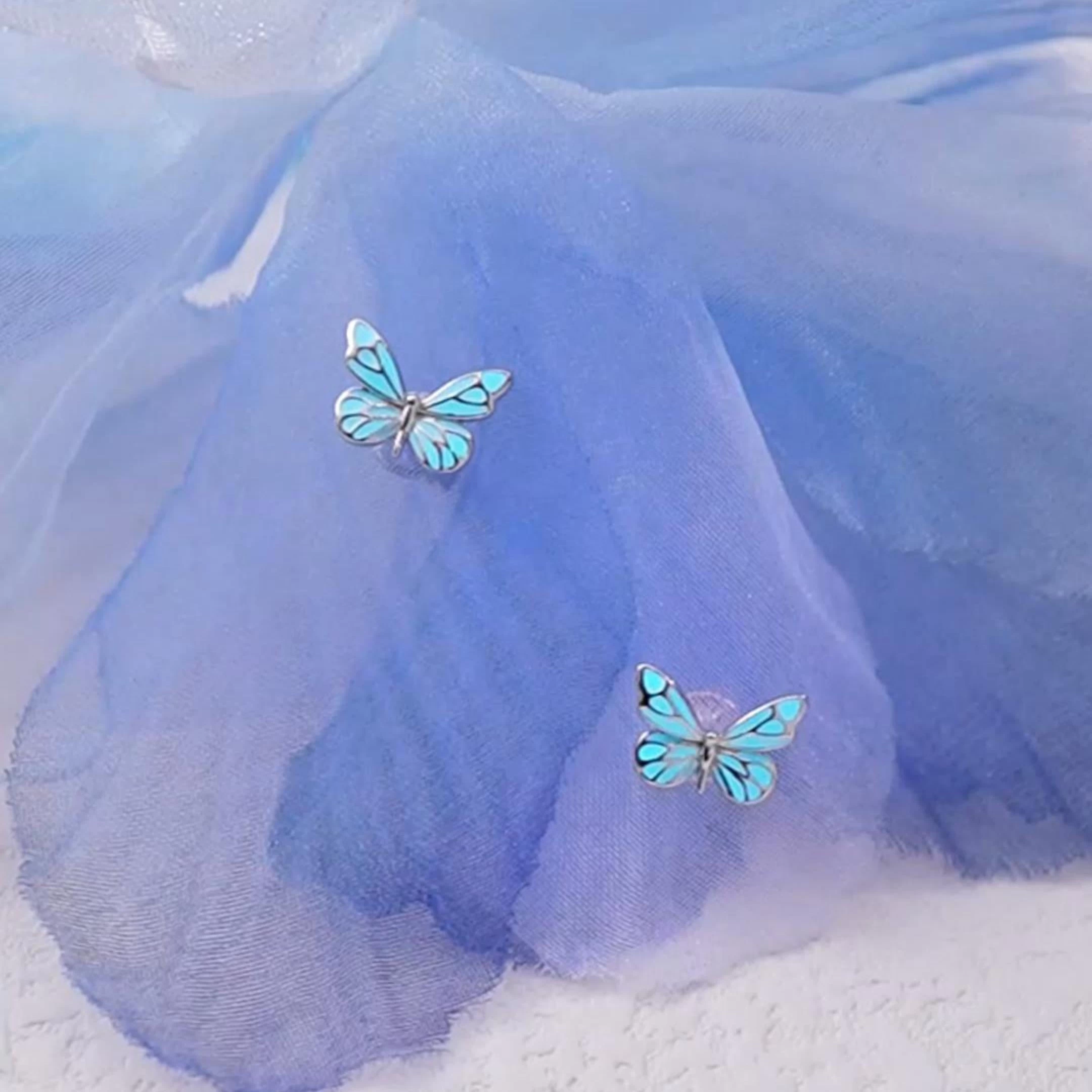 "Starlight Butterfly" Luminous Enamel Earrings