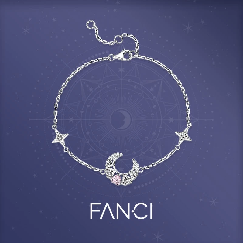 "Pink Dream" Crescent Moon Star Strand Bracelet