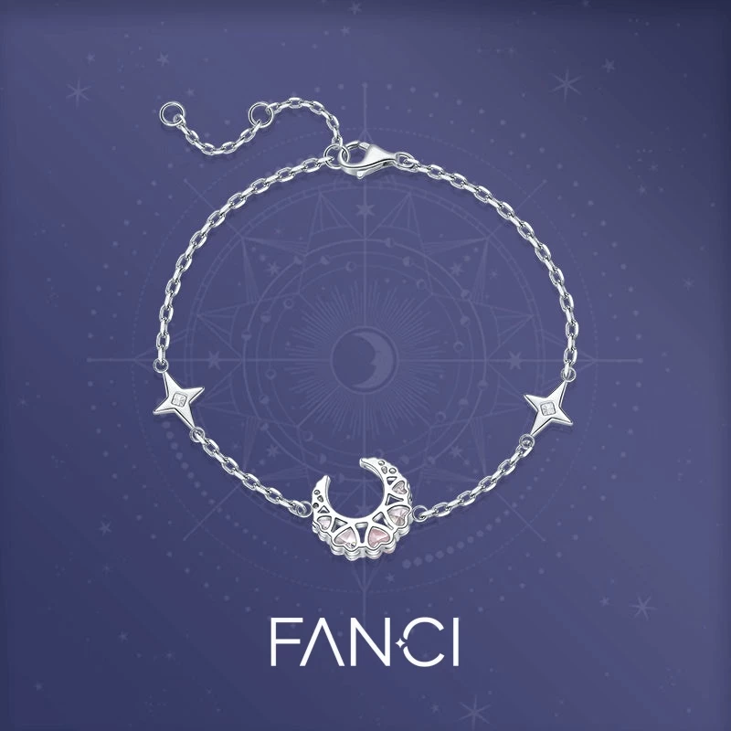 "Pink Dream" Crescent Moon Star Strand Bracelet