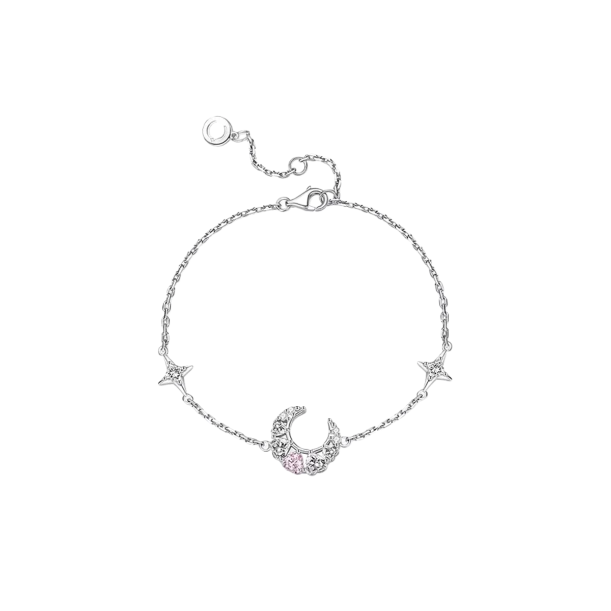 "Pink Dream" Crescent Moon Star Strand Bracelet