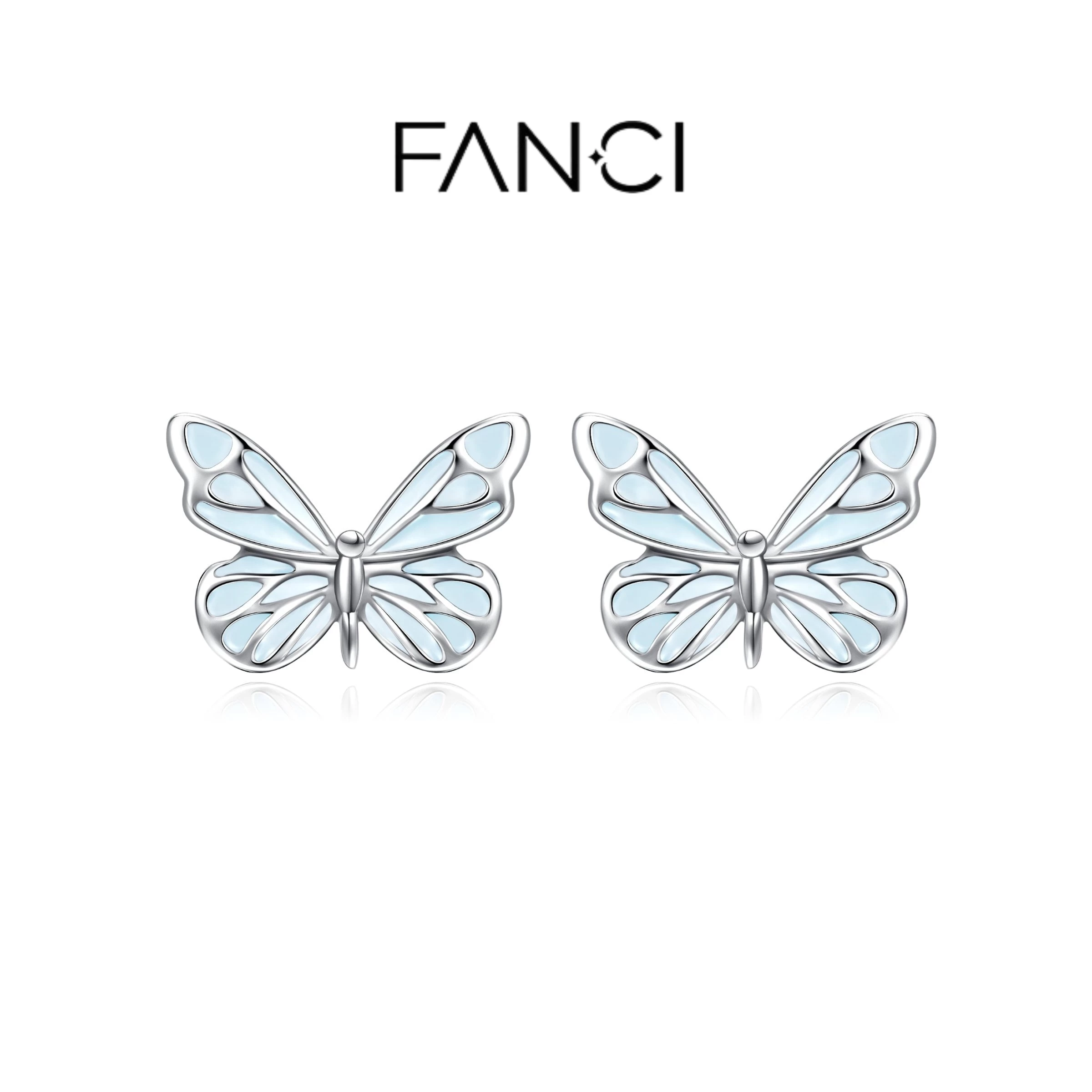 "Starlight Butterfly" Luminous Enamel Earrings Blue