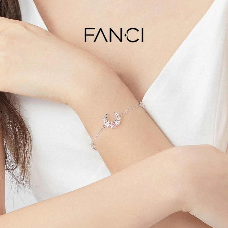 "Pink Dream" Crescent Moon Star Strand Bracelet