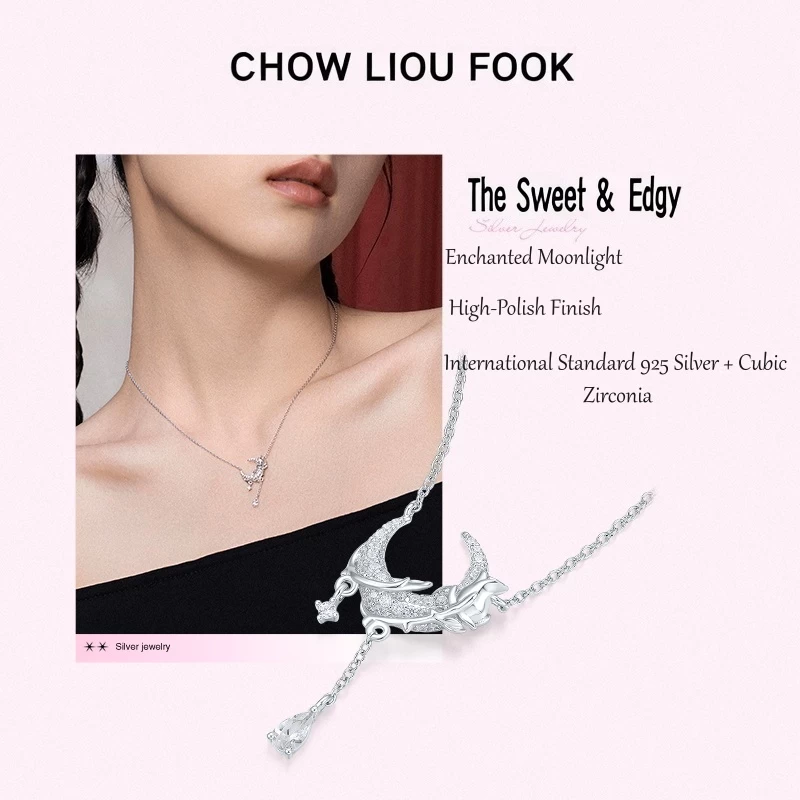 CHOW LIOU FOOK Rose-Kissed Moonlight Necklace
