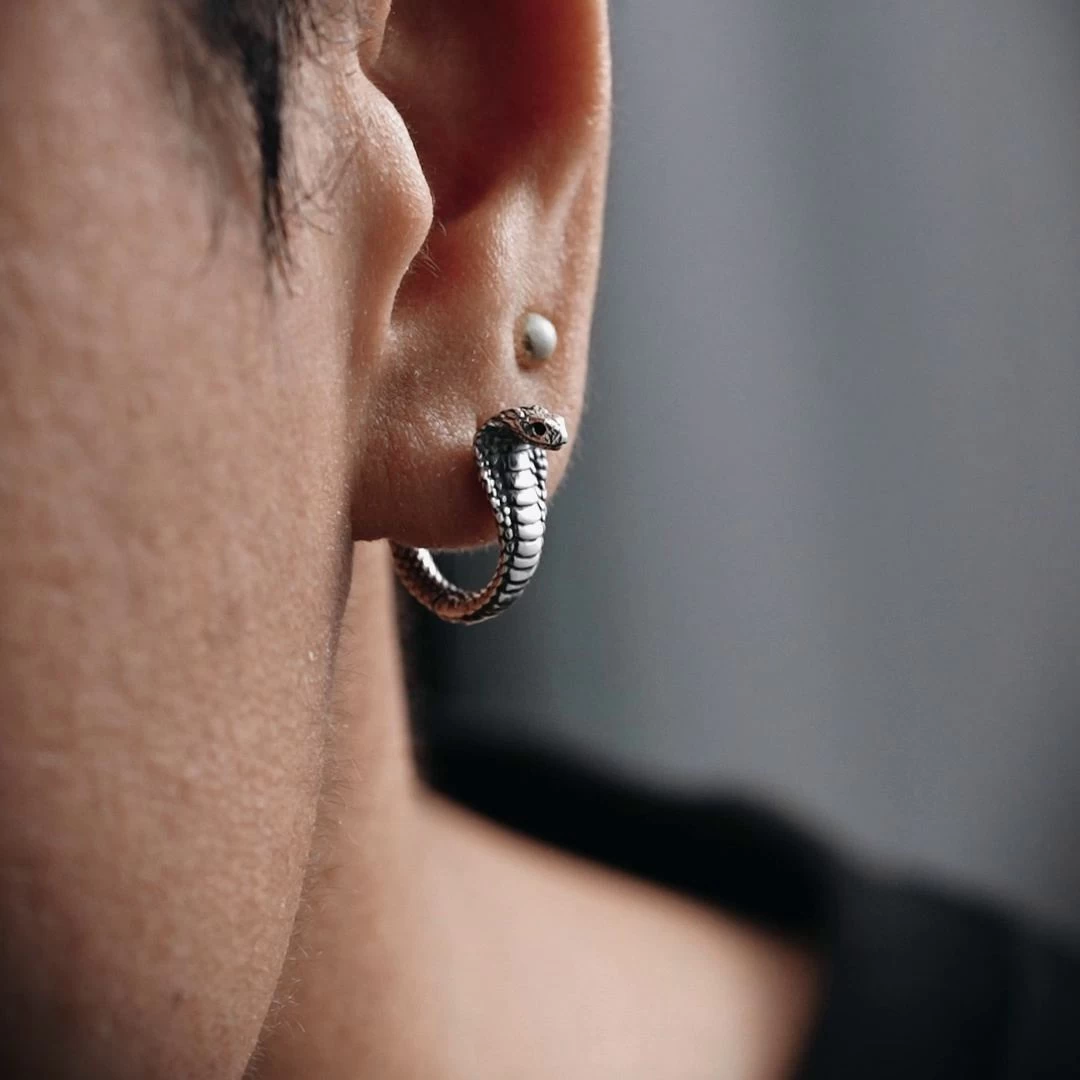 IDEAGEMER Vintage King Cobra Earrings