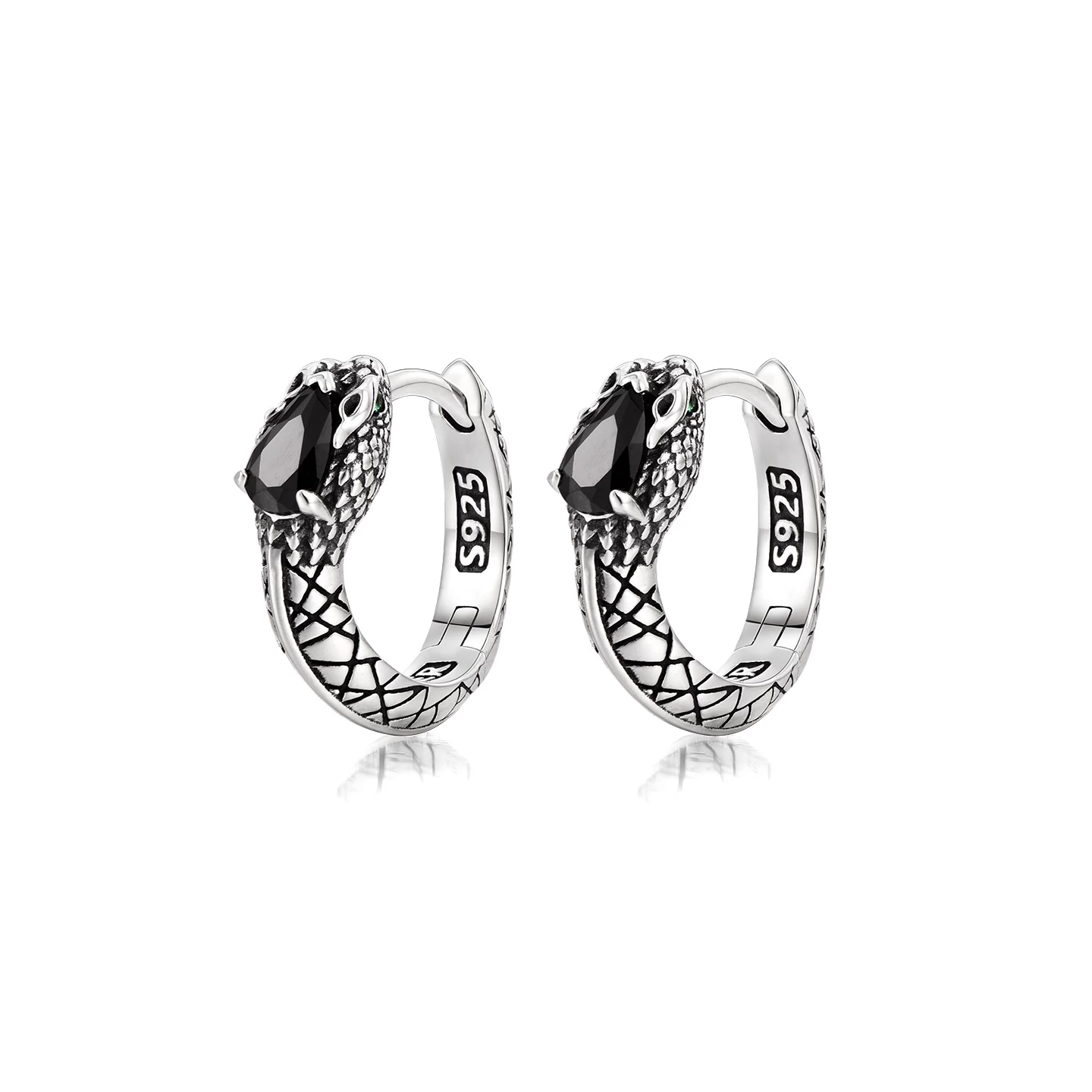 IDEAGEMER Ascendant Serpent Earrings Black