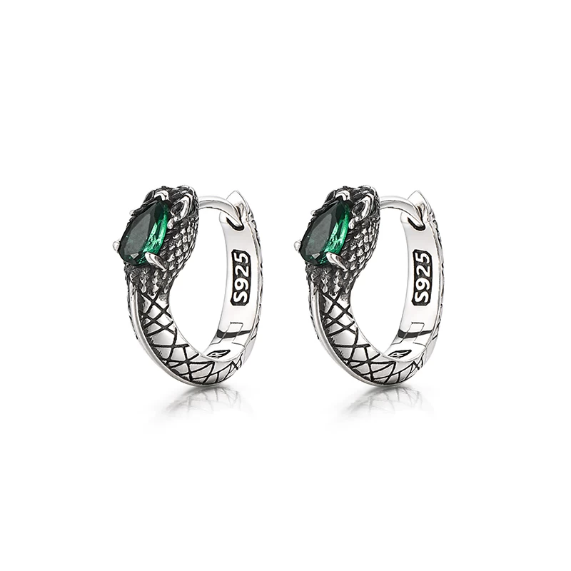 IDEAGEMER Ascendant Serpent Earrings Green