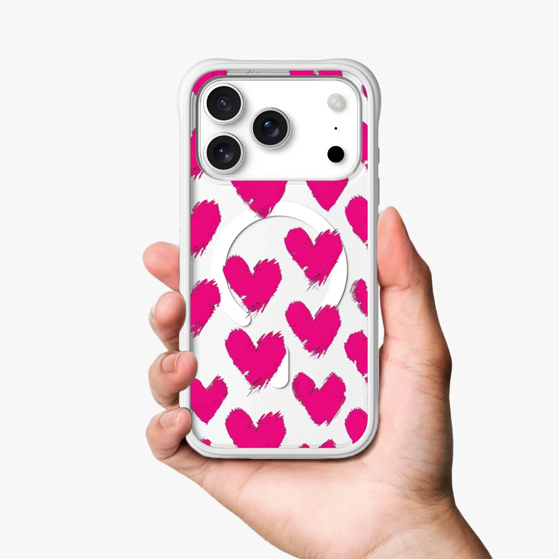 Dopamine Girl Rose Pink Hand-painted Heart Case
