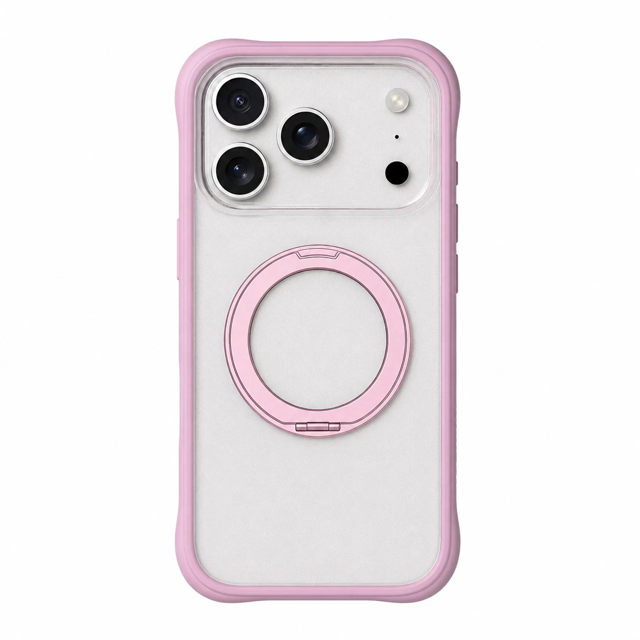 Kickstand Case With Frosted Clear Replaceable Backplate Pink