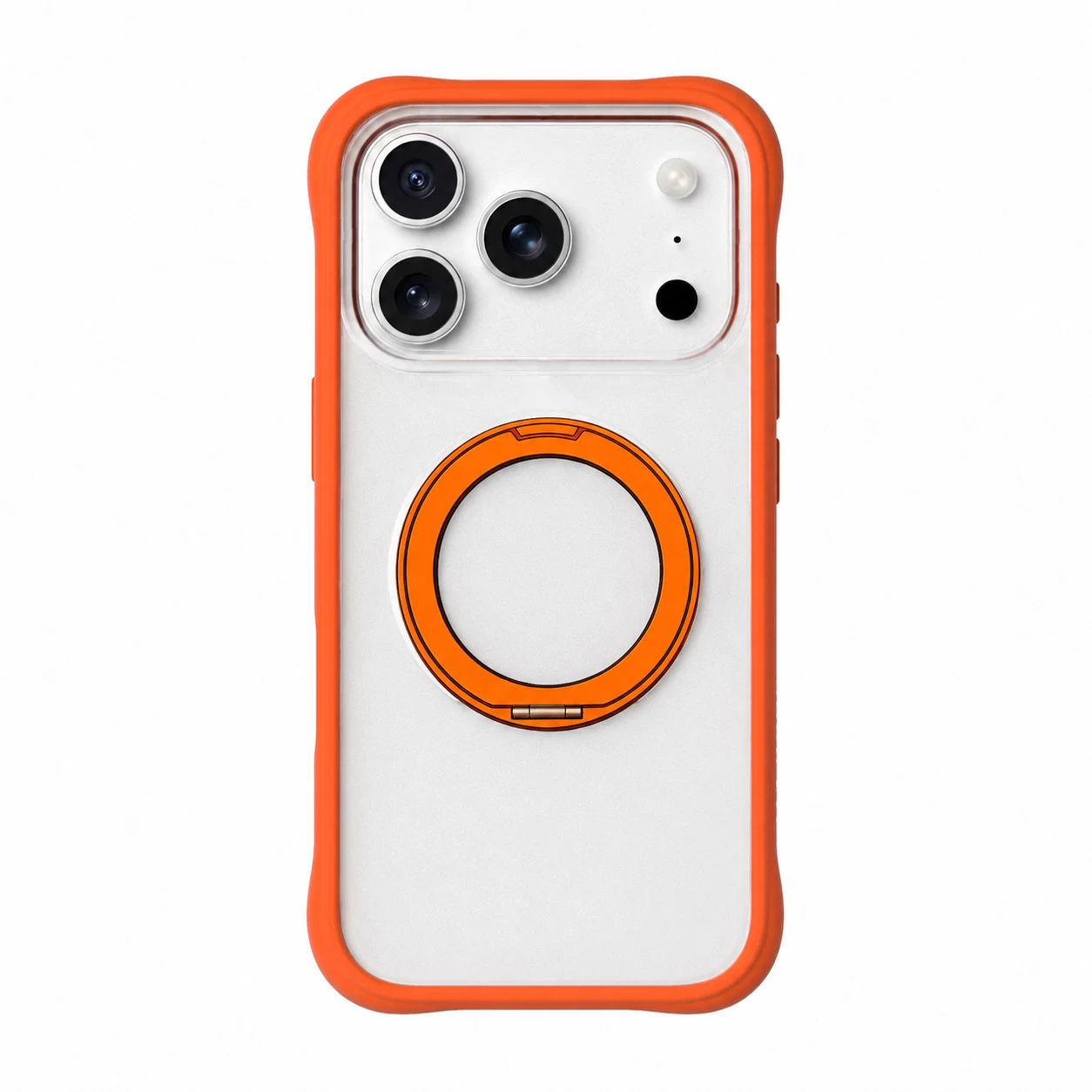 Kickstand Case With Frosted Clear Replaceable Backplate Orange
