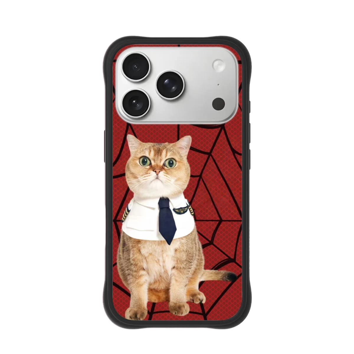 Pilot Cat Red Pattern Case With MagSafe For iPhone